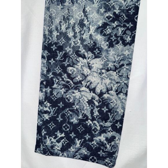 Louis Vuitton Tapestry Regular Denim Blue Monogram Logo Jeans Pants 32 - Picture 8 of 15